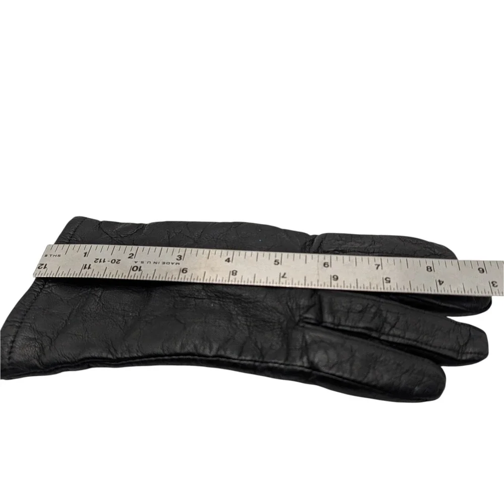 Samco Leather Winter Gloves Black Wool‎ Polyester Lining Womens Four Made in USA